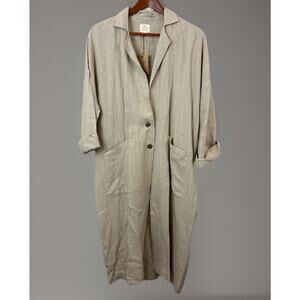 Vikolino 100% Europian Linen Cardigan Duster Beige L/XL Minimalist Lagenlook NWT